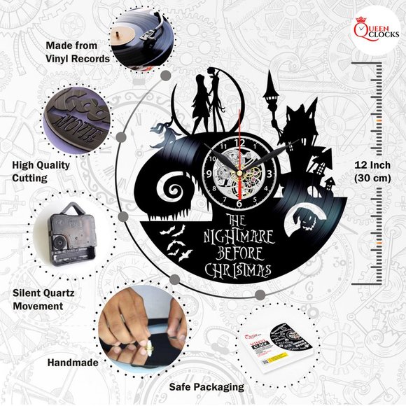 Nightmare Before Christmas Clock Vinyl Record Wall - Picture 2 of 2